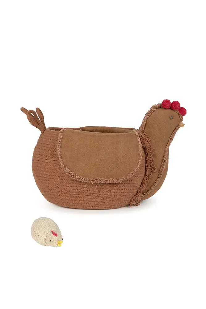 "Opbergmand kinderkamer, Speelgoed opbergmand, Handgemaakte katoenen opbergmand kip, machinewasbaar, 45x45x35 cm image"