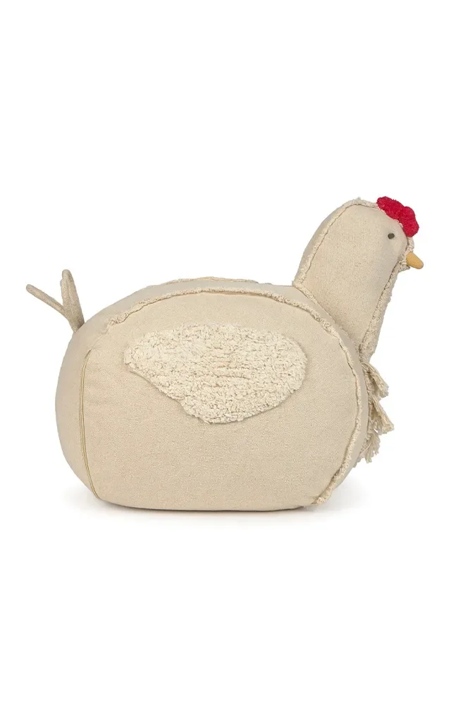 Kinder poef, kippen design, zachte kinder zitzak, kinderkamer accessoires