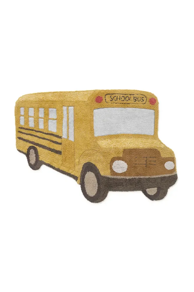 "Wasbaar vloerkleed kinderkamer, speelkleed, antislip, schoolbusmotief image"