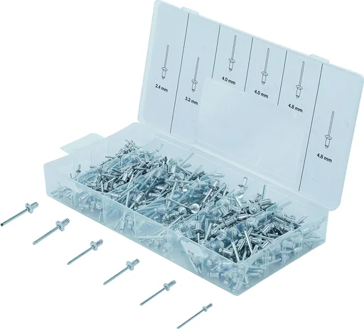 "Blind rivet assortment, aluminum, 2.4-4.8 mm, 400 pcs. image"
