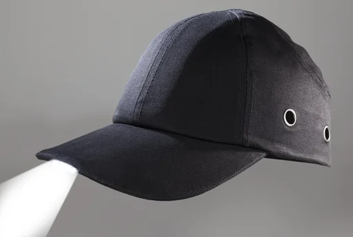 "Black safety cap with LED image"