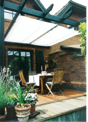 "Pergola bouwpakket met schaduwdoek, wit, 270 x 140 cm image"