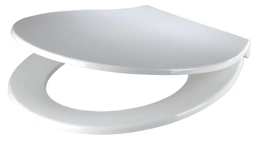 "Toilet seat with soft-close mechanism, white image"
