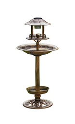 Solar vogelbad met plantenschaal, brons