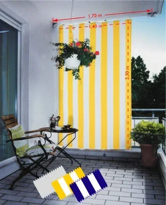 "Verticale zonzeil geel-wit 230 x 140 cm image"