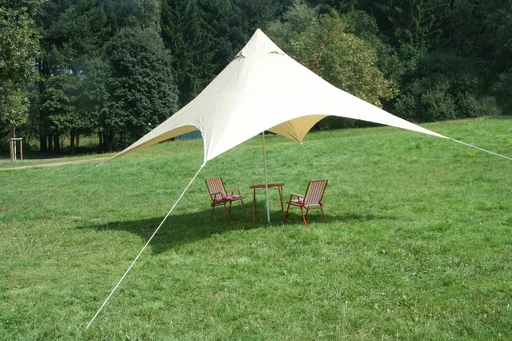 "Vierkant zonzeil voor kamperen met stokken, zandkleurig, 400 x 400 cm image"