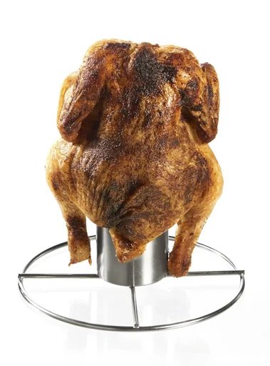 "Kippenhouder voor de grill met aromahouder, roestvrij staal image"