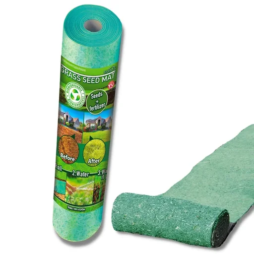 "Grasmat met zaden en meststof, Grass seed Mat image"