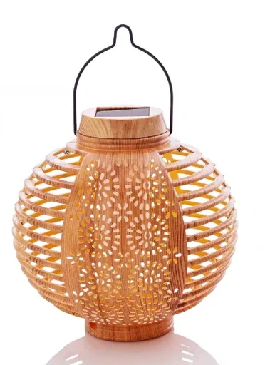 "Zonnelantaarns "Flame" Bamboe, set van 2 image"