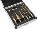 7-delige set titaangecoate HSS-trap- en freesboren