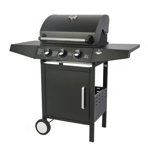 "Gasbarbecue “San Angelo”, 3 branders, roestvrij staal, zwart image"