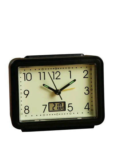 "Alarm clock luminous, with temperature display, rectangular image"