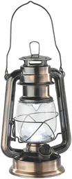 Stormlamp van bronskleurig metaal, met 14 dimbare, warmwitte LEDs