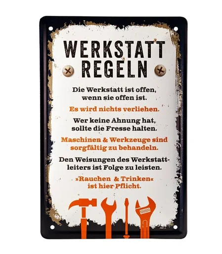 "Metalen bord "Werkplaatsregels" image"