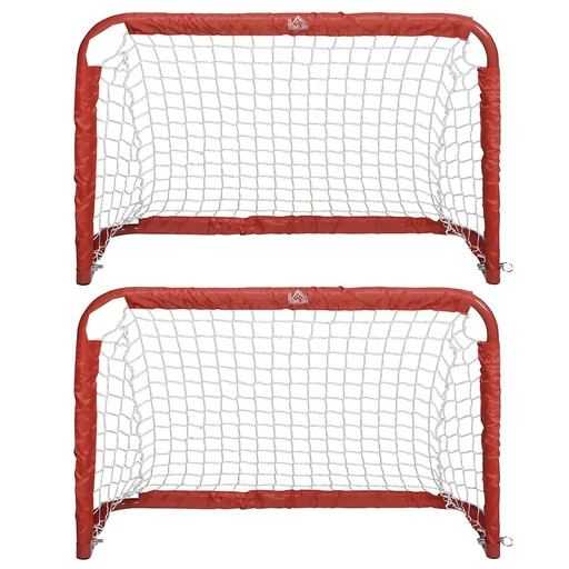 "Football goals, football net, set of 2 mini goals, foldable, steel (Q195), Tetrolon, red, 90 x 36 x 60 cm image"