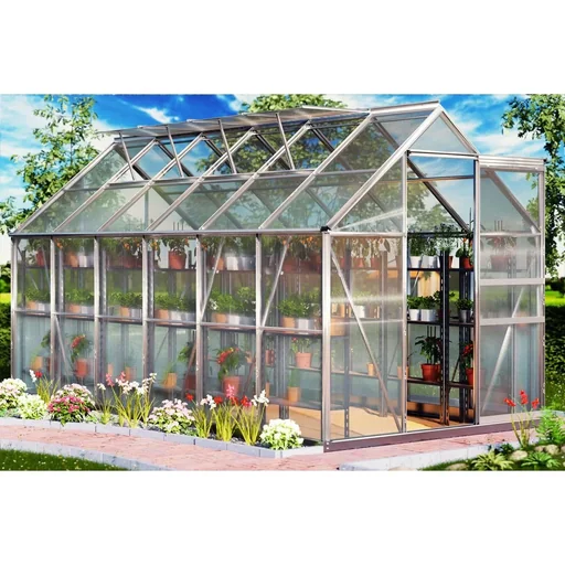 "Aluminum greenhouse 11.73 m³ with 4 skylights image"