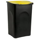 Trash can black/yellow plastic 50L