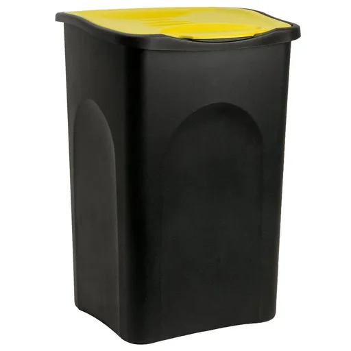 "Trash can black/yellow plastic 50L image"
