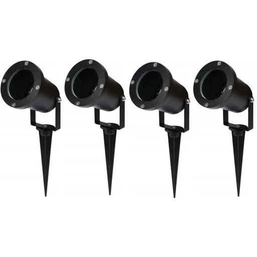 "Garden spotlight GU10 - 4 pieces - IP54 - Black - 35W - Rotatable head image"