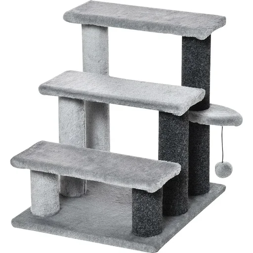 "Pet stairs with scratching posts grey image"