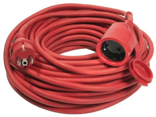 "Rubber extension cable 20 m in red, indoor and outdoor use image"