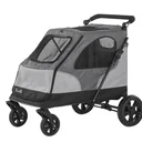 Dog buggy dog ​​cart with 4 wheels pet buggy for medium-sized dogs foldable Oxford Grey 104.5 x 68.5 x 110 cm