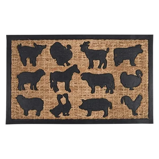 "Doormat rubber/coconut farm animals, 75.5 x 45.3 x 0.8 cm image"