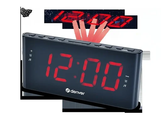 "FM radio with 180 degree time projection and 2 alarm times image"