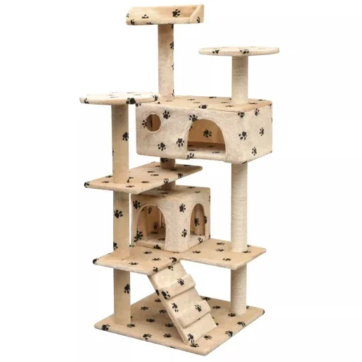 "Sisal scratching post for cats 125 cm footprint beige image"