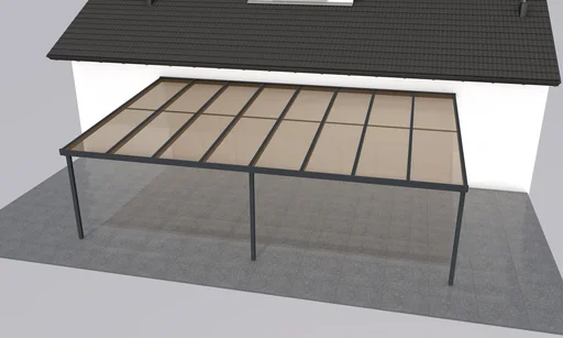 "Patio roof Premium, anthracite, 8125 x 5060 mm - Acrylic multi-wall sheets 16 mm, bronze image"