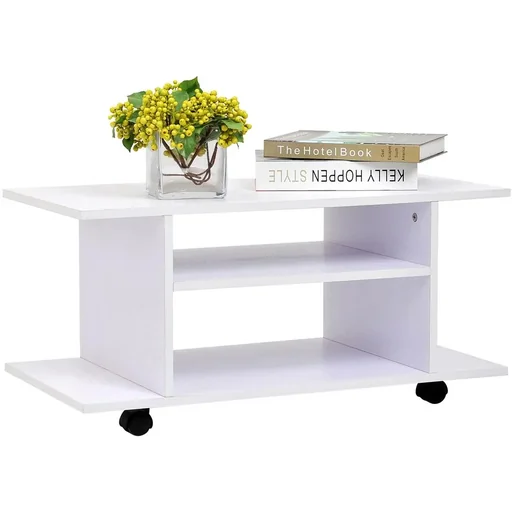 "TV table lowboard TV with wheels white image"