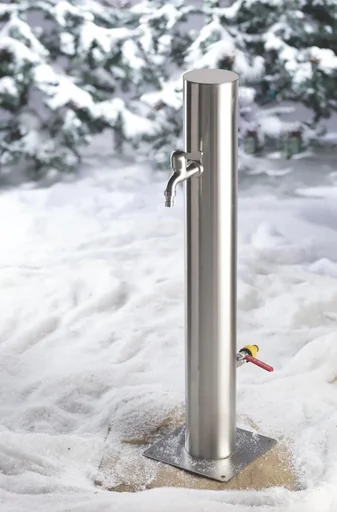 "Stainless steel water dispenser with 2 taps + protective cover image"