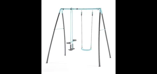 "Premium metal swing set with mist spray function, outdoor swing set, children, single swing, plate seesaw image"
