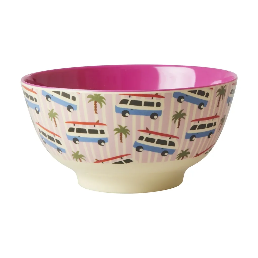 "RICE bord, kom - Pink Cars print, Melamine, Maat: middel image"