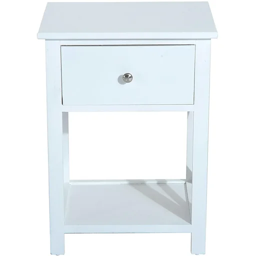 "Side table bedside table with drawer wood white image"