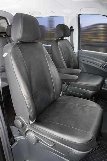 "Custom fit seat covers - artificial leather for Mercedes Viano W638 + W639 and Vito W638 + W639 from model year 06/2003 to 05/2014 image"