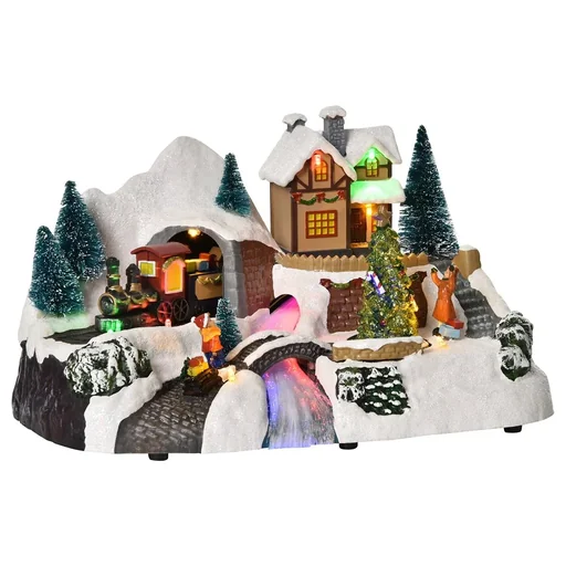 "Christmas village Christmas decoration with LED lighting music light chain LED fiber optic 30 x 19 x 19.5 cm image"