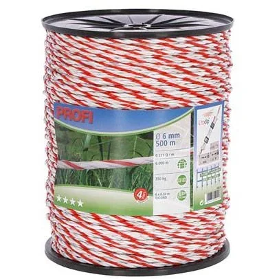 "Professional fence rope 6 mm, 6 x 0.30 Tric, 500 m, white/red image"
