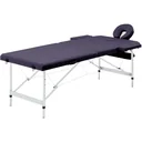 Folding massage table 2 zones aluminum wine purple