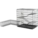 Small animal cage with L-shaped tunnel