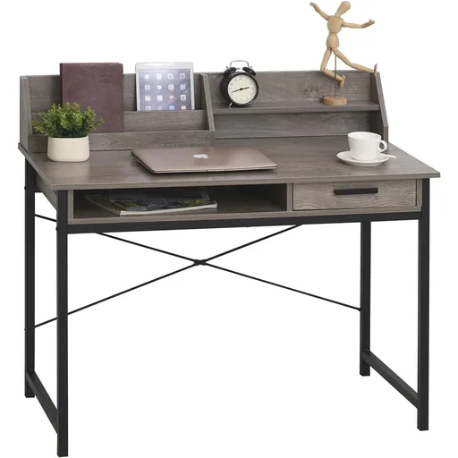 "Homcom desk in industrial style grey/black image"
