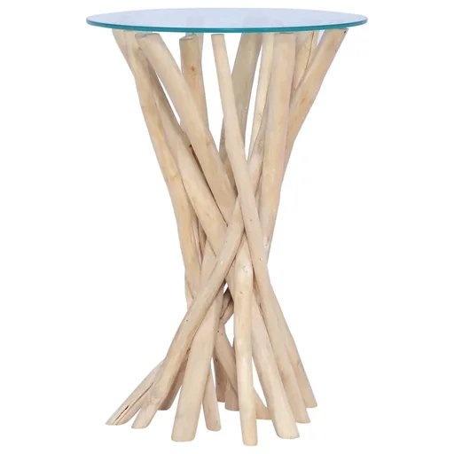 "Coffee table with glass top 35x50 cm made of solid teak image"