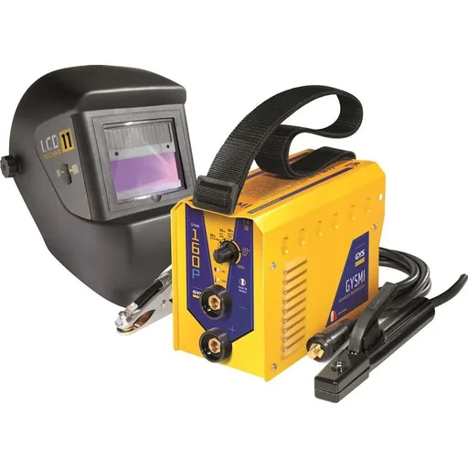 "Welding inverter/welding machine with welding helmet and electrodes - GYSMI 160P - 10-160A image"