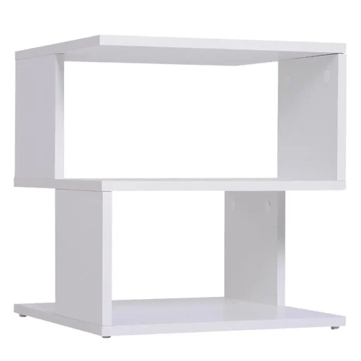 "Side table bedside table with modern design, chipboard, white, 40x40x43 cm image"