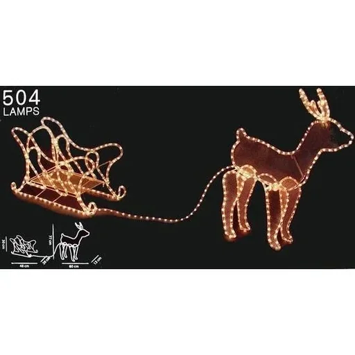 "Christmas bull with sleigh - Christmas lights - 60 x 28 x 77 cm image"