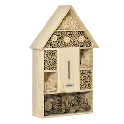 Insectenhotel insectenhuis met 5 verdiepingen metalen rooster bijenhotel van natuurlijke