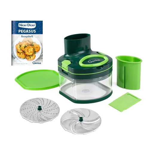"Manual Food Processor "Pegasus", Vegetable Chopper, Set, Green, 10-piece image"
