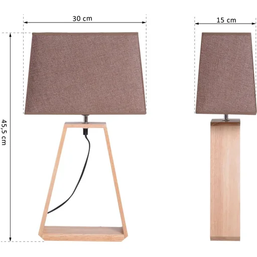 "Table lamp bedside lamp reading lamp fabric shade minimalist oak wood E27 40 W Scandinavian image"