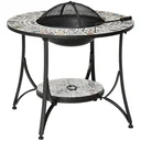 Fire table garden table with fire bowl fireplace with spark guard & grill grate fire basket outdoor for heating BBQ garden