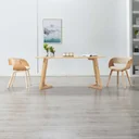 Dining chair bent wood and faux leather cream